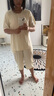 棉十三女士睡衣夏季薄款【莫代尔带胸垫】圆领短袖七分裤宽松家居服套装 实拍图