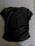 啄木鸟正肩短袖t恤女夏季2025新款圆领褶皱修身显瘦收腰上衣 黑色  L 实拍图