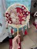 花喜礼中式新娘团扇结婚秀禾服双面成品diy手工制作材料包古风重工喜扇 红色双面材料包+高定礼盒+楠竹扇架 实拍图