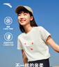 安踏LOGO短袖t恤 女夏季新款棉感显瘦休闲针织印花T恤透气运动上衣 【趣味大logo-夏日瓜瓜】象牙白 M /女165 实拍图