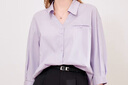 百图betu女装春夏新款衬衫法式翻领口袋设计时髦优雅衬衫2403T36 紫色 M 实拍图