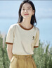 茵曼（INMAN）【冰氧吧】凉感撞色圆领短袖T恤春夏季女装小个子时尚上衣 浅杏色 S 实拍图