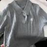 红袖复古绞花短袖针织衫2025夏季新款女装字母绣正肩POLO领别致短上衣 烟灰056 M 实拍图