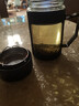玻璃水杯商务杯大容量男女生带盖泡茶饮水礼品杯家用把手杯 黑色 500ml 1只 实拍图
