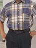 无印良品（MUJI）男式 马德拉斯格纹纽扣领短袖衬衫男士衬衣外套纯棉全棉 AC1W8A4S 藏青色格纹 M （170/92A） 实拍图