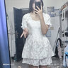 FOX.G连衣裙女士纯欲裙子夏天新品女装2024夏季新款气质衣服小个子女裙 提花泡泡袖收腰公主裙 M 【建议90-100斤】 实拍图