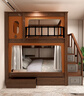 多彩青春儿童树屋全实木法式中古宋氏美学新中式简约男女孩上下高低双层床 高低床+书架+滑梯+2张床垫 1.35*1.9米(上下同宽) 实拍图