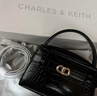 CHARLES&KEITH鳄鱼纹凯莉包手提斜挎婚包包女包生日礼物CK2-50270880-1 Black黑色 S 实拍图