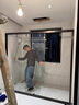 不锈钢淋浴房隔断定制一字型简易干湿分离卫生间移门整体浴室玻璃 【升级版】304不锈钢雅白-包安装 8mm钢化-送货上门包安装 实拍图