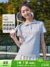 骆驼（CAMEL）棉感透气运动短袖T恤女简约POLO衫 C45225L2004A5 浅粉蓝 XL 实拍图