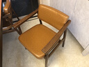 世途北欧实木总统椅餐椅日式书桌椅洽谈扶手电脑舒适休闲复古书房椅子 北美白橡木胡桃色 棕色PU软包 实拍图