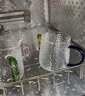 唯铭诺（WEIMINGNUO）锤纹玻璃杯家用泡茶杯耐热加厚喝水杯带把啤酒杯子套装 四色350ML 实拍图
