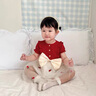 G.DUCKKIDS小黄鸭童装女童连衣裙夏季洋气儿童短袖小裙子女宝宝夏天碎花裙 粉红色 80 (建议8-10公斤 12-24个月)cm 实拍图