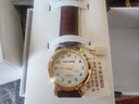 伯恩（BOARRNE）中老年老人手表女式男士大数字夜光防水表送爸妈爷爷奶奶生日礼物 802-金色棕皮带-女表 实拍图