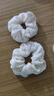 新款奶油泡芙大肠发圈女简约复古褶皱头花头绳丸子头皮筋气质发饰 米白奶油褶皱发圈 实拍图