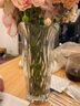 斤慕玻璃花瓶简约插花水养玻璃高颜值手工大口径花瓶客厅卧室摆件冰川 花瓶【透明小号】1个装约 23cm 实拍图