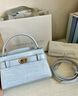 CHARLES&KEITH鳄鱼纹凯莉包手提斜挎婚包包女包生日礼物CK2-50270880-1 Sea Salt Blue海盐蓝 S 实拍图