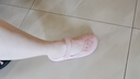 华美健步洞洞鞋女防滑包头凉拖鞋海边沙滩鞋柔软果冻鞋HM2136浅粉38 实拍图