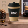 云蕾一次性咖啡杯加厚防烫外卖带盖热饮杯奶茶杯带杯套400ML*20套 实拍图