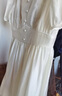 香影v领连衣裙女2025夏季新款米白超好看气质高腰初恋泡泡袖裙子 米色 L 实拍图
