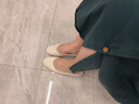 ZHR单鞋女温柔风百搭软平底豆豆鞋复古方头轻便套脚女鞋 AH122米色36 实拍图