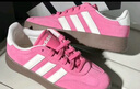 adidas「T头鞋」BARREDA板鞋德训鞋男女阿迪达斯轻运动   粉色/汉玉白/树脂黄   42.5 实拍图