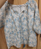 百图betu女装夏季新款衬衫碎花雪纺七分灯笼袖上衣衬衫女2404T41 蓝色 M 实拍图
