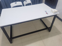 馨美凯电脑桌台式家用简易书桌办公桌简约现代工作台租房卧室学习写字桌 【单桌1.6cm厚桌面】黑架+暖白色 长140cm*宽80cm*高74cm 实拍图