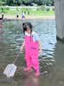 甜甜仔儿童赶海服连体下水裤衣幼儿园玩水装备摸鱼防水涉水全身樱落粉 实拍图