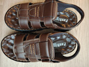 宜驰（EGCHI）凉鞋男头层牛皮套脚厚底一脚蹬男皮凉拖鞋沙滩鞋 JST2512 棕色 38 实拍图