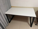 馨美凯电脑桌台式家用简易书桌办公桌简约现代工作台租房卧室学习写字桌 【单桌1.6cm厚桌面】黑架+暖白色 长140cm*宽80cm*高74cm 实拍图