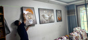 Sixpoetry 客厅装饰画现代简约沙发背景墙壁画轻奢三联晶瓷画大气高档挂画 福禄生花（铝合金外框） 镶钻画左右60*80+中间120*80亮面 实拍图