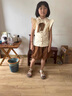 G.duck童装女童套装夏款儿童衣服中大童夏季新款衬衫短裤两件套女孩衣服 咖色【飞袖款】 140 尺码9~10岁【130-140cm】cm 实拍图