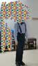 罗蒙儿童演出服套装男童花童礼服背带装钢毕业服 藏青色 140 实拍图
