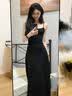 灿图法式黑色吊带连衣裙子女夏季2025新款高级感潮流收腰显瘦包臀长裙 黑色 M 【建议90-110斤】 实拍图