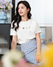 lagogo白色休闲纯棉百搭T恤女拉谷谷夏季新款正肩圆领短袖上衣 本白色(V1) M 实拍图