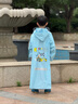 牧萌儿童雨衣带书包位男童女童女孩加长全身学生雨披 蓝色赛车 3XL 实拍图