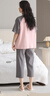 睡衣女款夏天短袖七分裤夏季带胸垫韩版休闲少女士家居服套装 603【固定胸垫】 XL （120-140斤） 实拍图