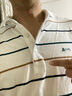 杉杉（FIRS）条纹翻领短袖T恤男2026夏季新款弹力清爽舒适POLO减龄t恤衫631 本白 S (165) 实拍图