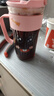 玻璃水杯女生耐高温茶水分离办公室泡茶杯子带把手便携大肚吸管杯 粉色 实拍图