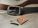 JEEP头层纯牛皮腰带男青年手工皮带真皮针扣简约复古裤带潮休闲父亲节 银扣咖色 125cm 实拍图
