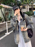 蜜乐奇牛仔外套女美式水洗春秋复古2026设计感新款宽松夹克上衣休闲时尚 【美式水洗春秋牛仔外套女复古 做旧蓝 M 建议98-110斤 实拍图