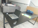 馨美凯电脑桌台式家用简易书桌办公桌简约现代工作台租房卧室学习写字桌 【单桌1.6cm厚桌面】黑架+碳纤色 长180cm*宽80cm*高74cm 实拍图