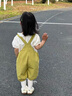 G.duck小黄鸭女童背带裤套装夏装儿童夏季衣服短袖时髦女宝宝两件套 夏季 蘑菇净色背带套装绿色 90 建议80-90cm1岁半-2岁 实拍图