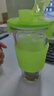 Glasslock 韩国进口玻璃水杯加厚可爱情侣杯随手杯可爱透明茶杯 钢化玻璃不带刻度绿附杯套 450ml 实拍图
