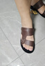 奥康官方凉鞋男 时尚舒适真皮沙滩鞋软底两穿凉拖鞋透气休闲男鞋 棕色 1243721087 40 250mm 实拍图