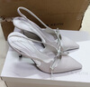 CHARLES&KEITH缎面蝴蝶结尖头高跟凉鞋女CK1-60361556 Light Grey浅灰色 36 实拍图