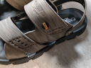 卡帝乐鳄鱼（CARTELO）软皮软底男士凉鞋夏季真皮2024开车两用拖鞋防滑防水防臭沙滩鞋子 灰色 43 实拍图
