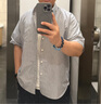 马登工装美式复古短袖衬衫男夏日系宽松休闲纯棉衬衣透气叠穿薄外套 深灰 XL 实拍图