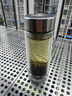 苏泊尔（SUPOR）玻璃杯茶水分离男士水杯双层高硼硅玻璃耐高温大容量办公泡茶杯子 行砚黑500ml 实拍图